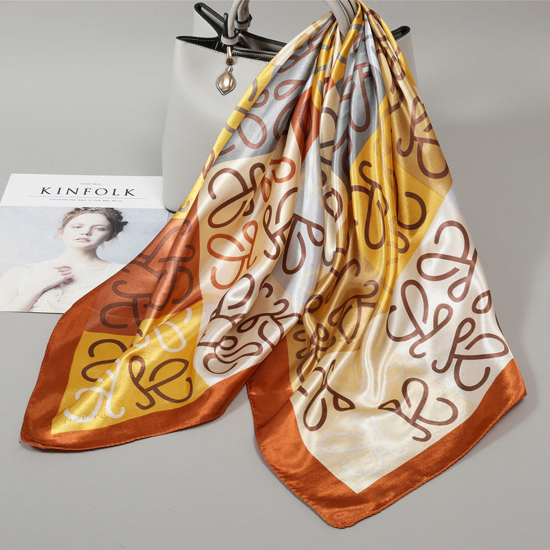 Floral Satin Square Scarf