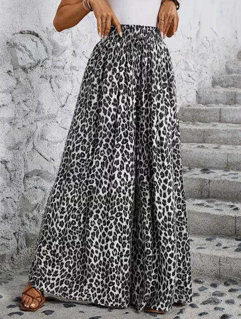 Leopard-print Wide-leg Pants