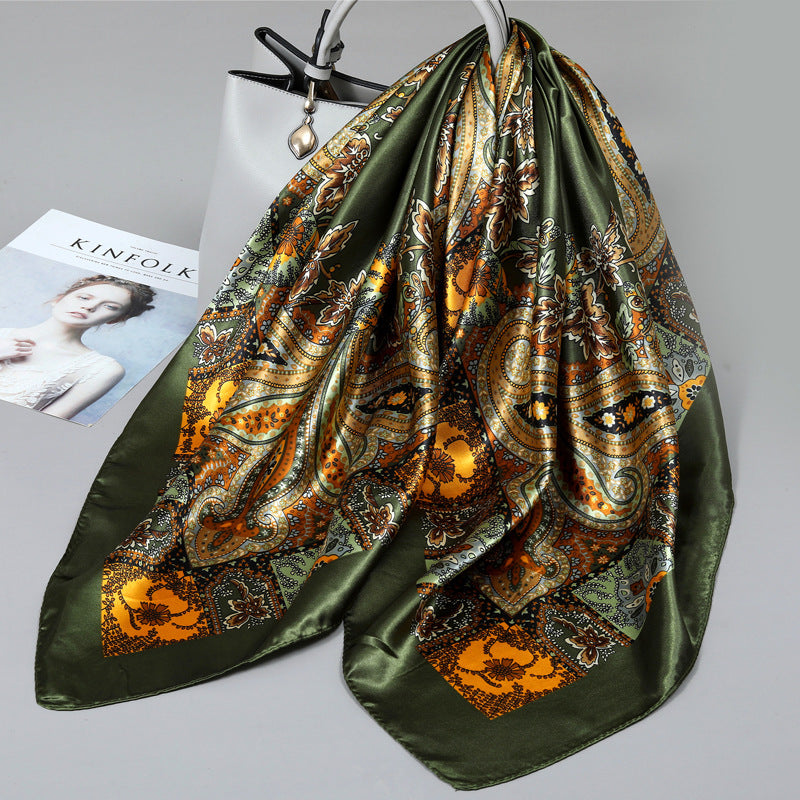 Floral Satin Square Scarf
