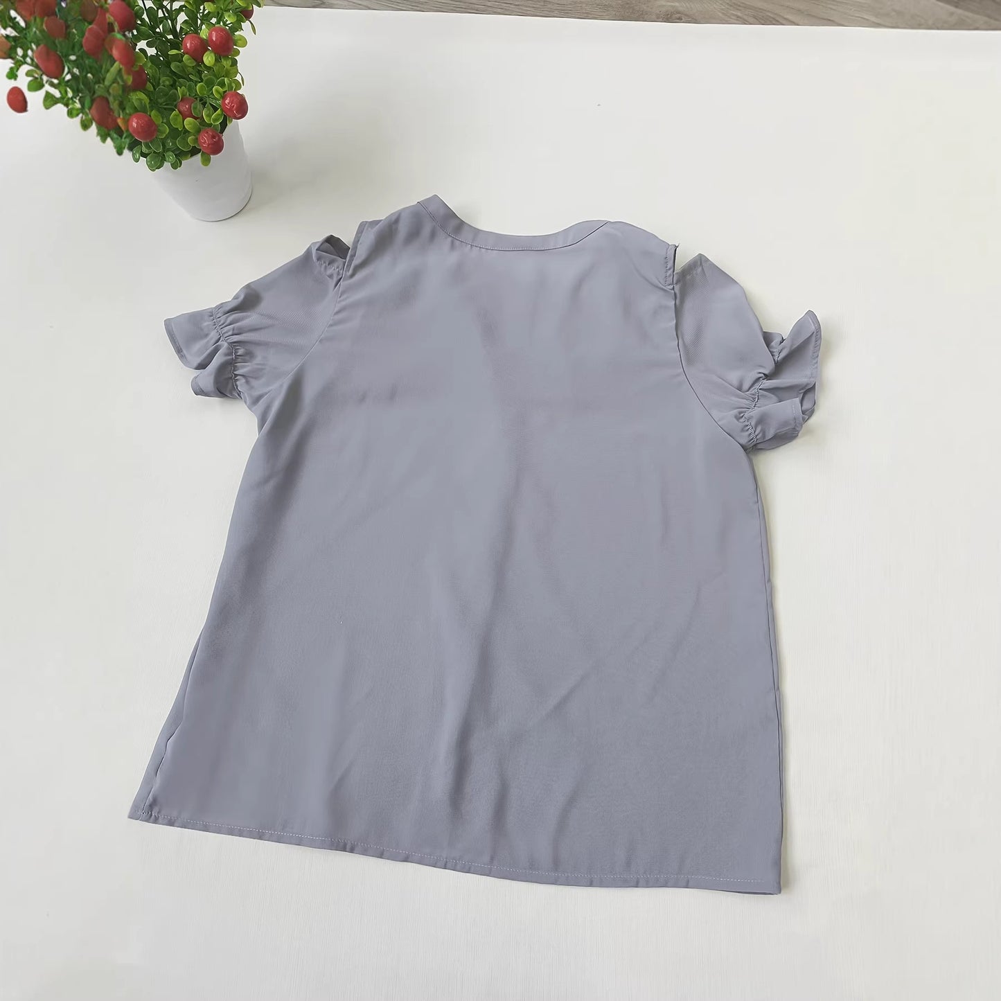 Gray Ruffled Shirt