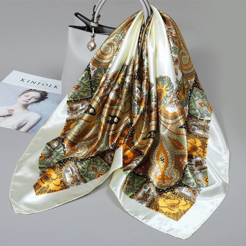 Floral Satin Square Scarf