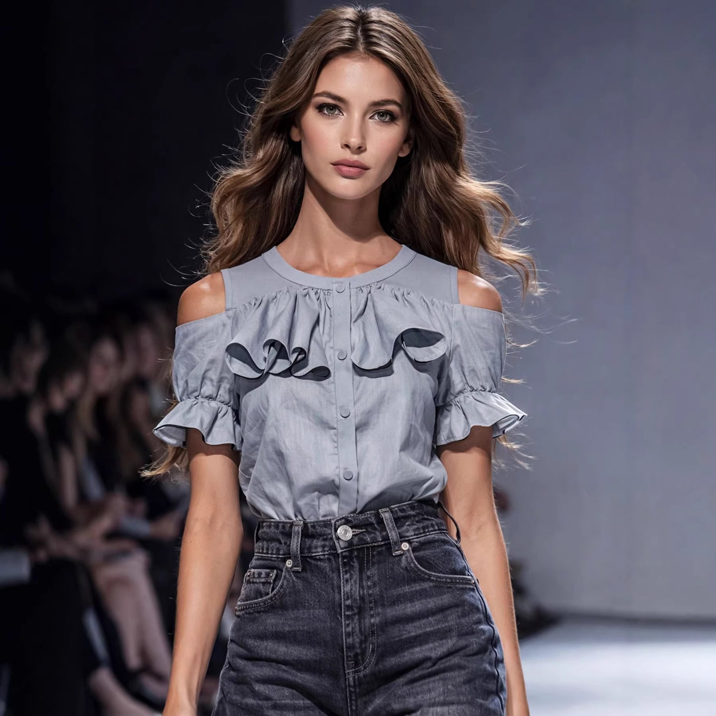 Gray Ruffled Shirt