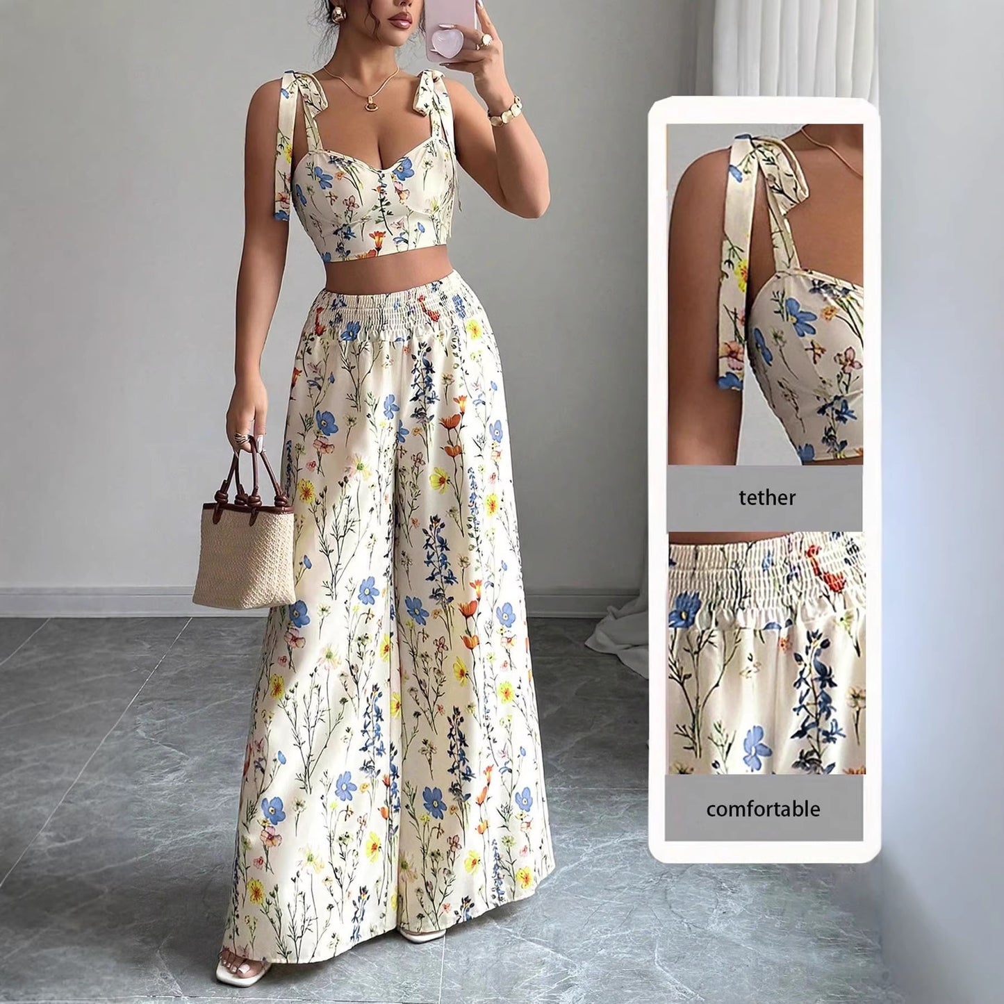 Womens Printed Camisole Top & Pants Set