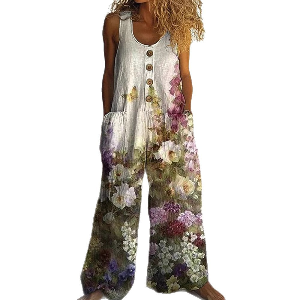 Womens Sleeveless Loose Jumpsuit