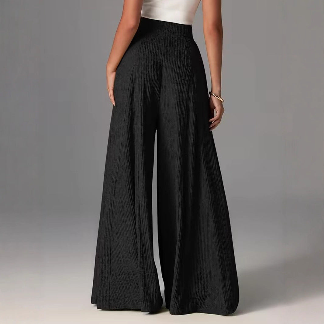 Elastic-waist Wide-leg Trousers