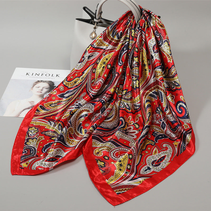 Floral Satin Square Scarf