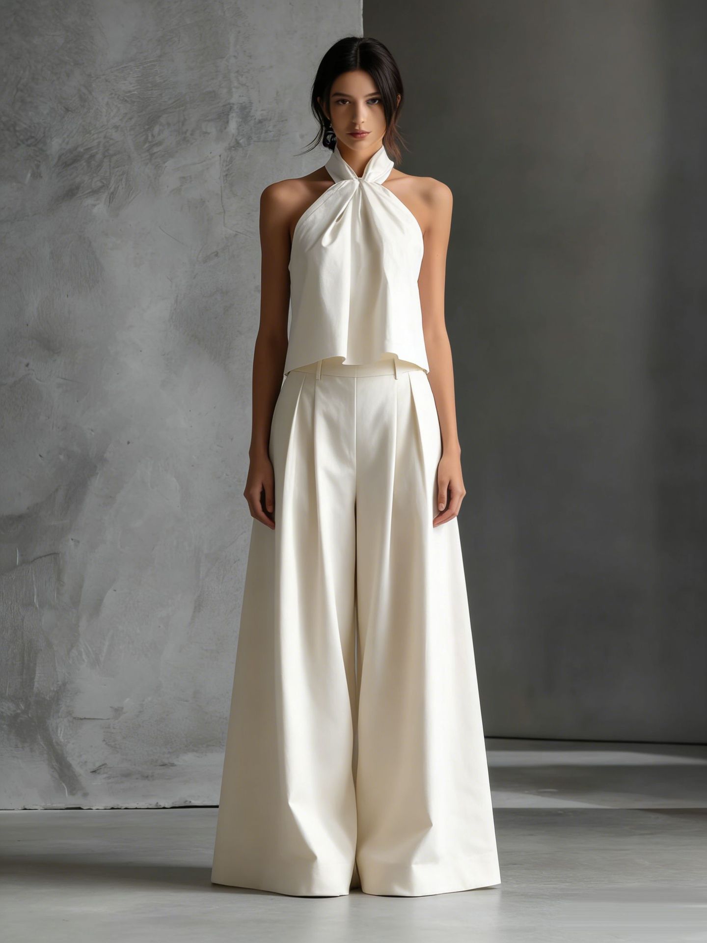 Womens Loose Sleeveless Top & Wide-Leg Pants Set
