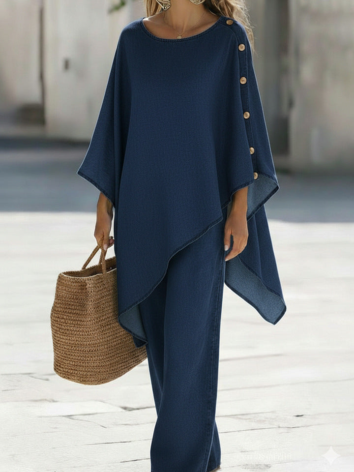 Womens Solid Loose Top & Pants Set