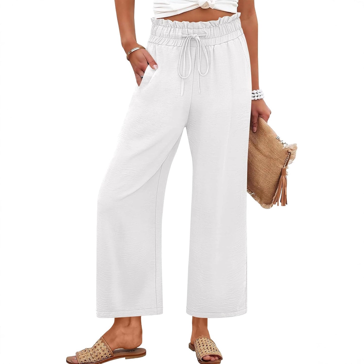 Solid-color Wide-leg Pants