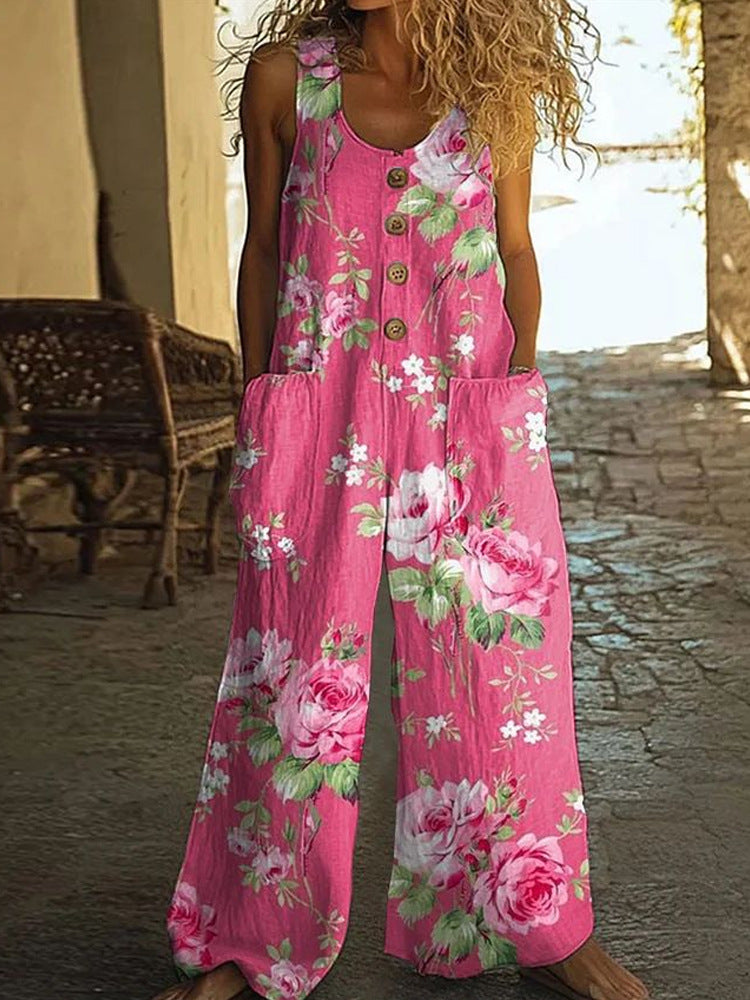 Womens Sleeveless Loose Jumpsuit