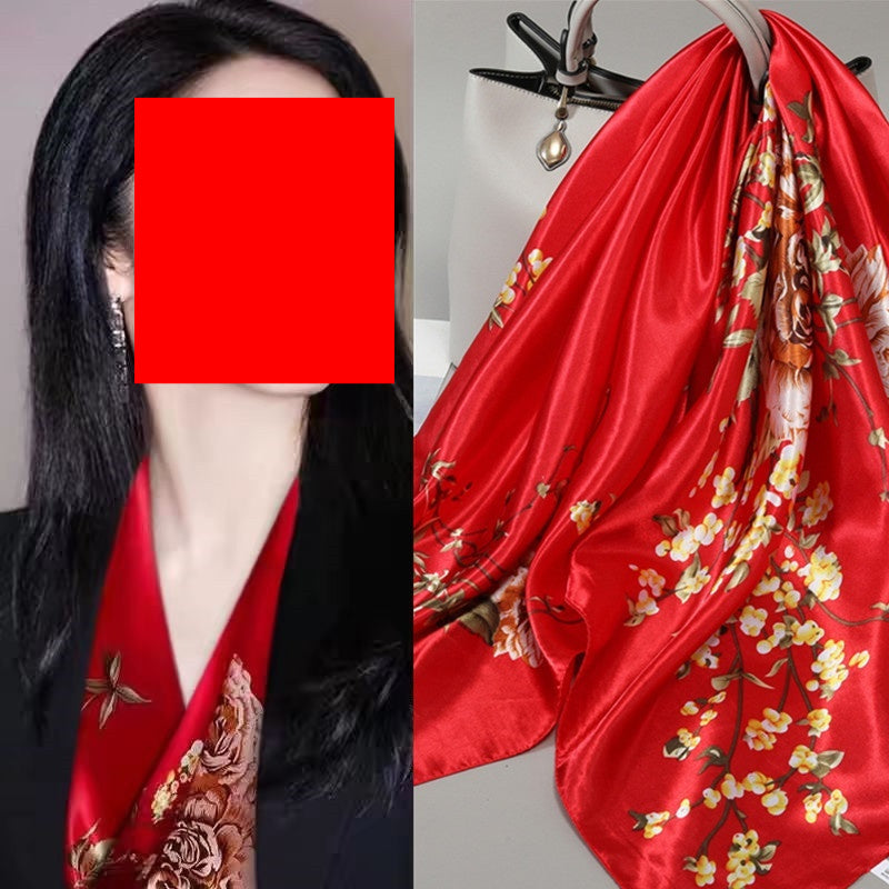 Floral Satin Square Scarf