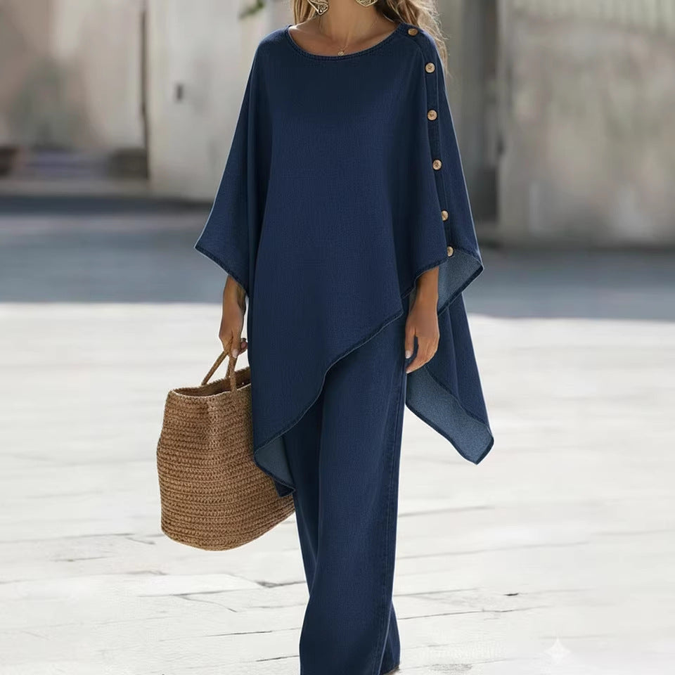 Womens Solid Loose Top & Pants Set
