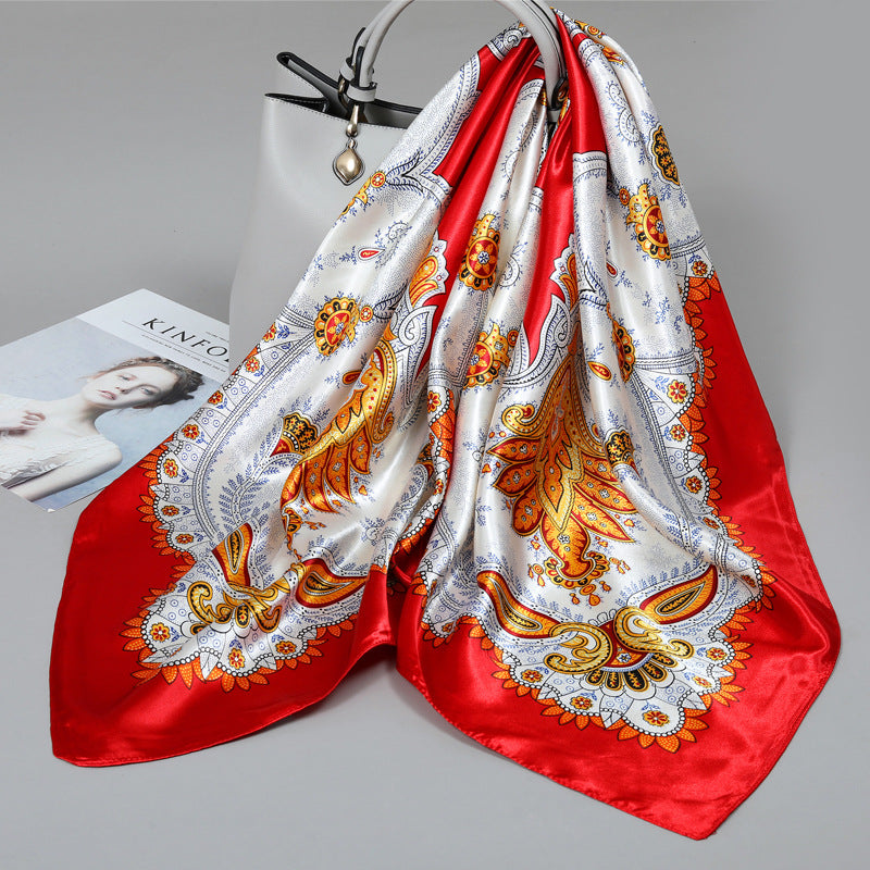 Floral Satin Square Scarf