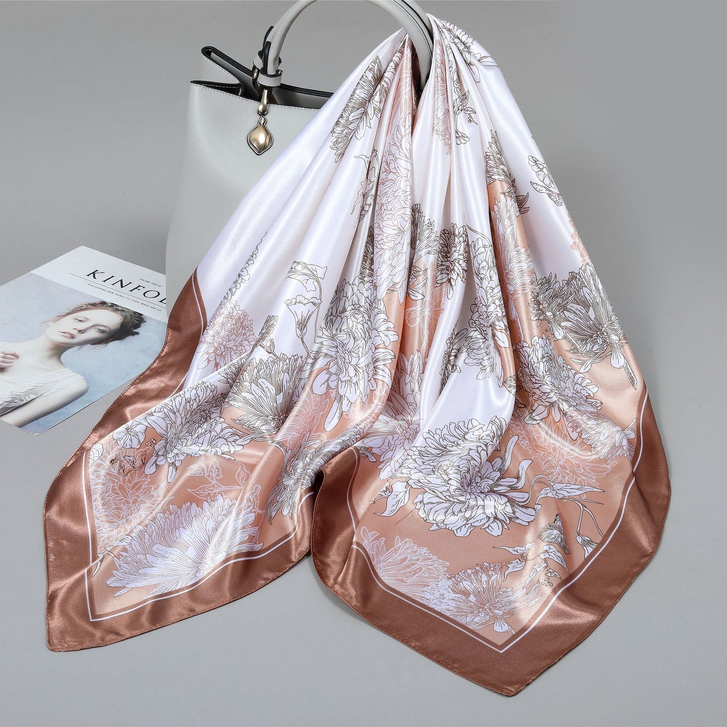 Floral Satin Square Scarf
