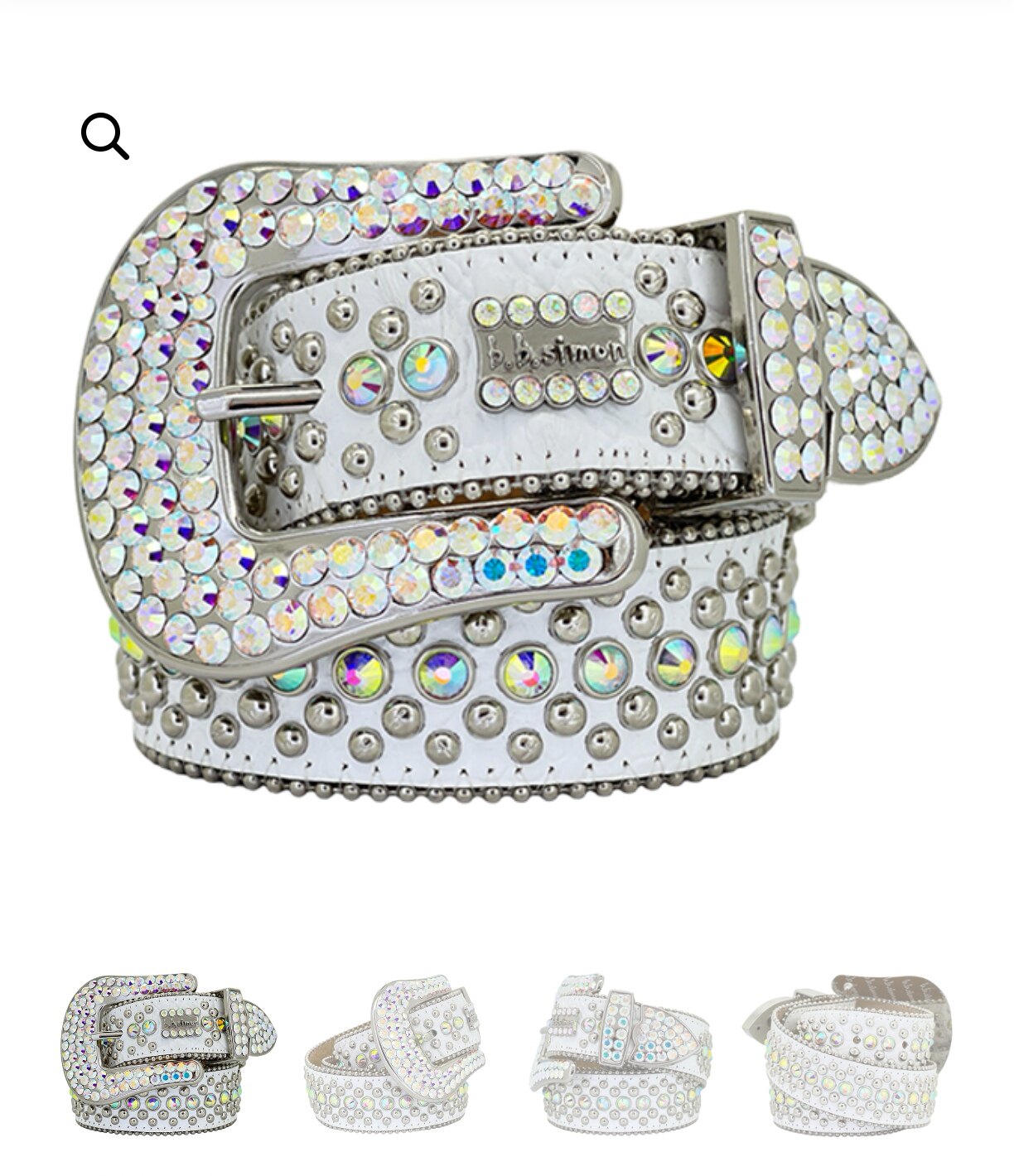 Rhinestone Leather Belt