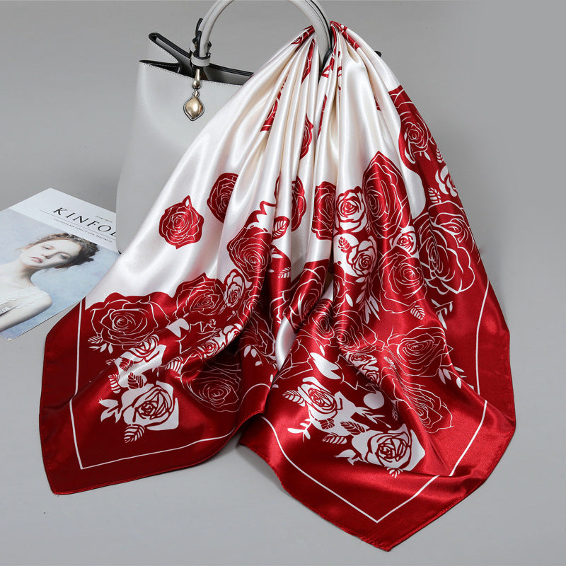 Floral Satin Square Scarf