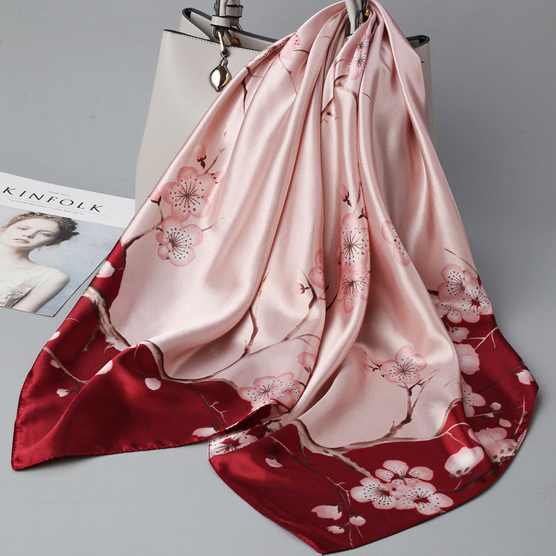 Floral Satin Square Scarf