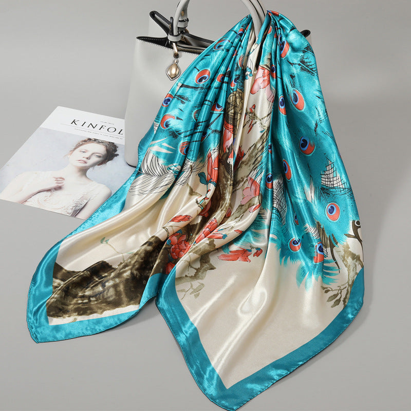 Floral Satin Square Scarf