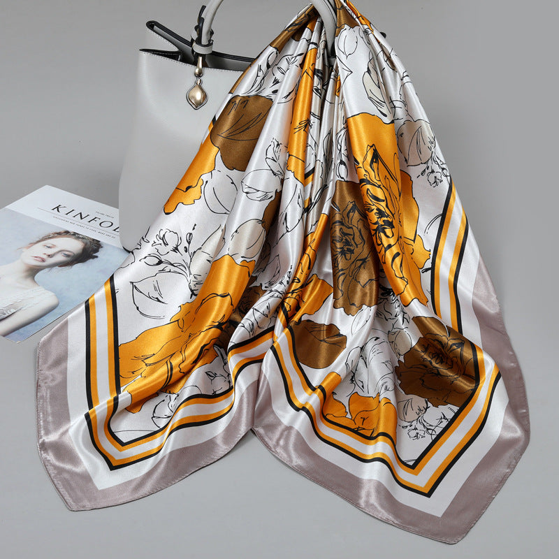 Floral Satin Square Scarf