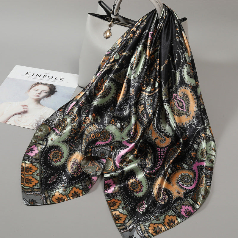 Floral Satin Square Scarf