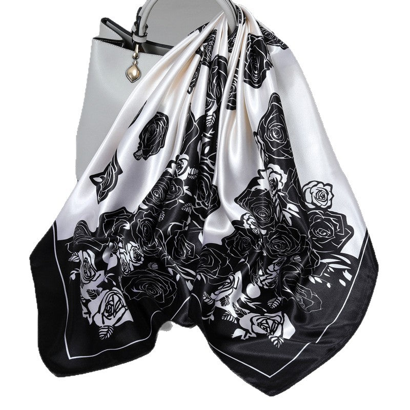 Floral Satin Square Scarf