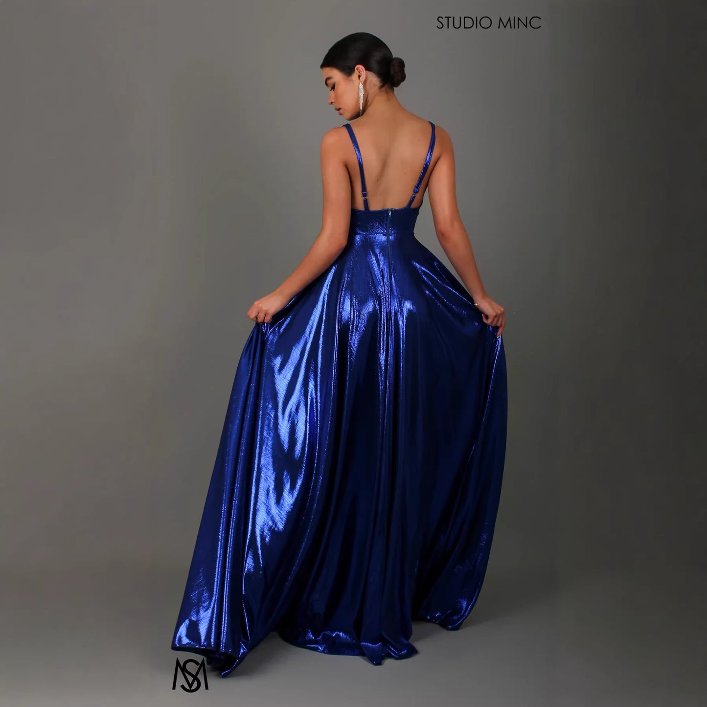 Draped Shoulder Split Dress