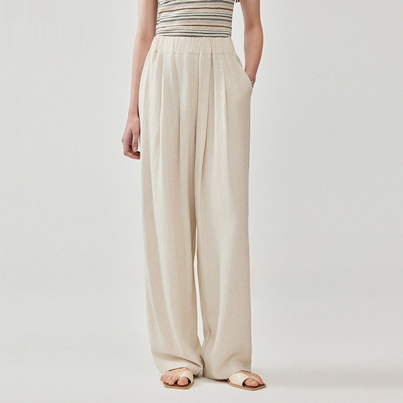 Cotton-Linen Wide-leg Pants