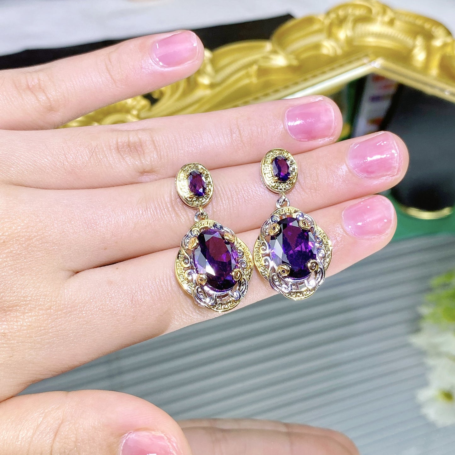 Double Color Gold Amethyst Diamond Suit