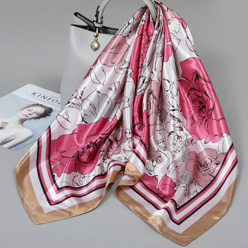 Floral Satin Square Scarf