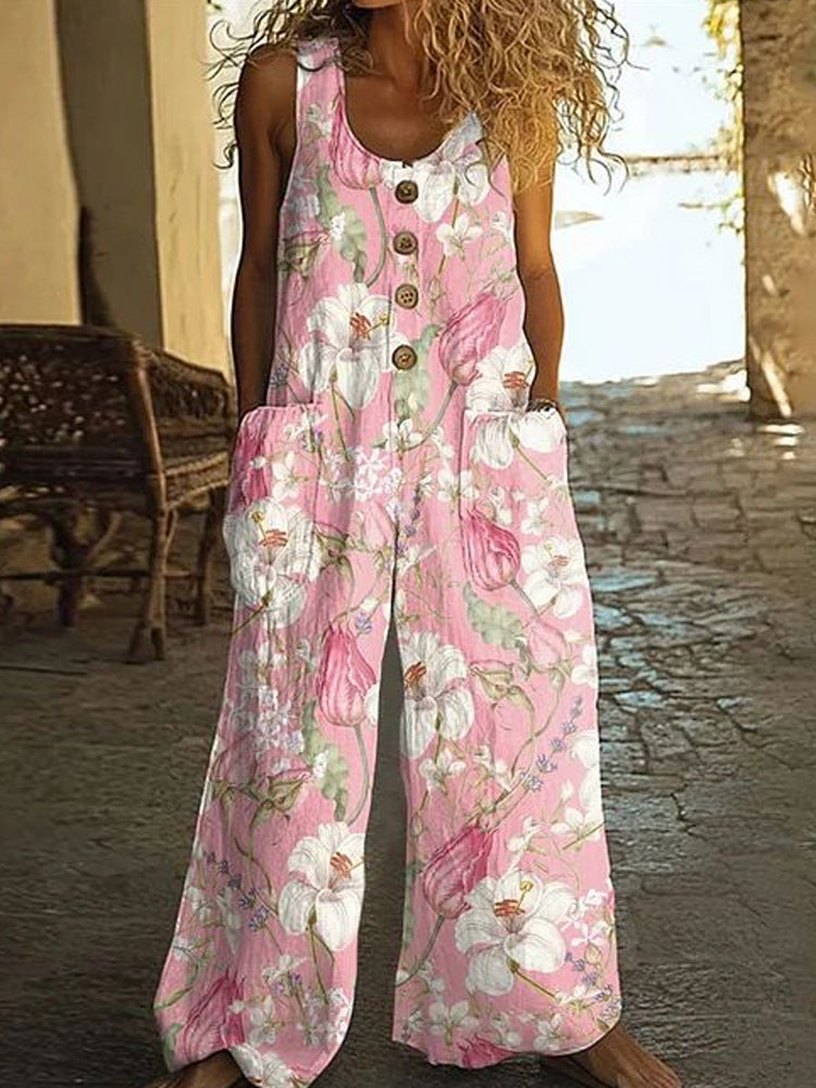 Womens Sleeveless Loose Jumpsuit