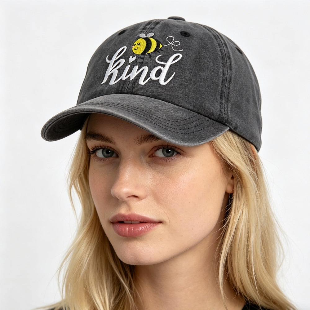 2pcs Bee Kind Embroidered Baseball Cap
