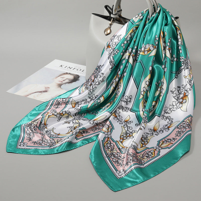 Floral Satin Square Scarf