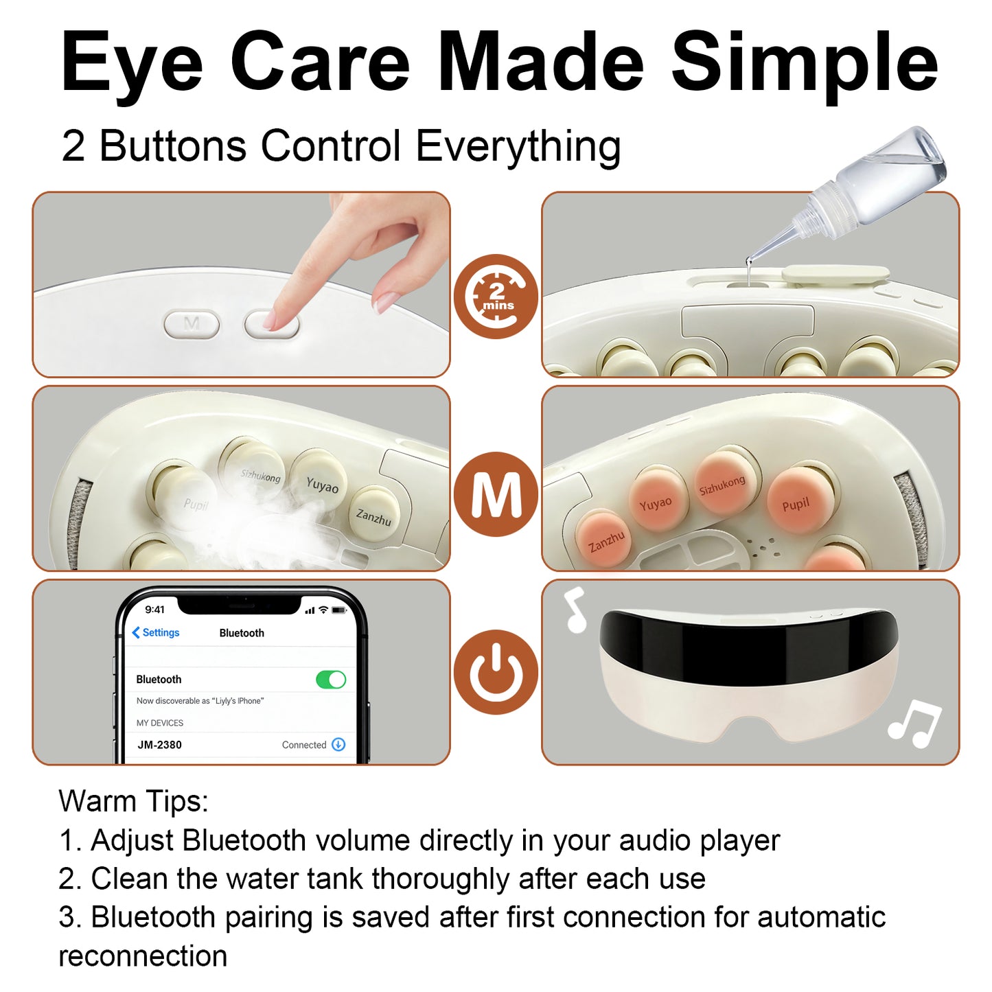 Smart Eye Massager with Heat & Bluetooth Music