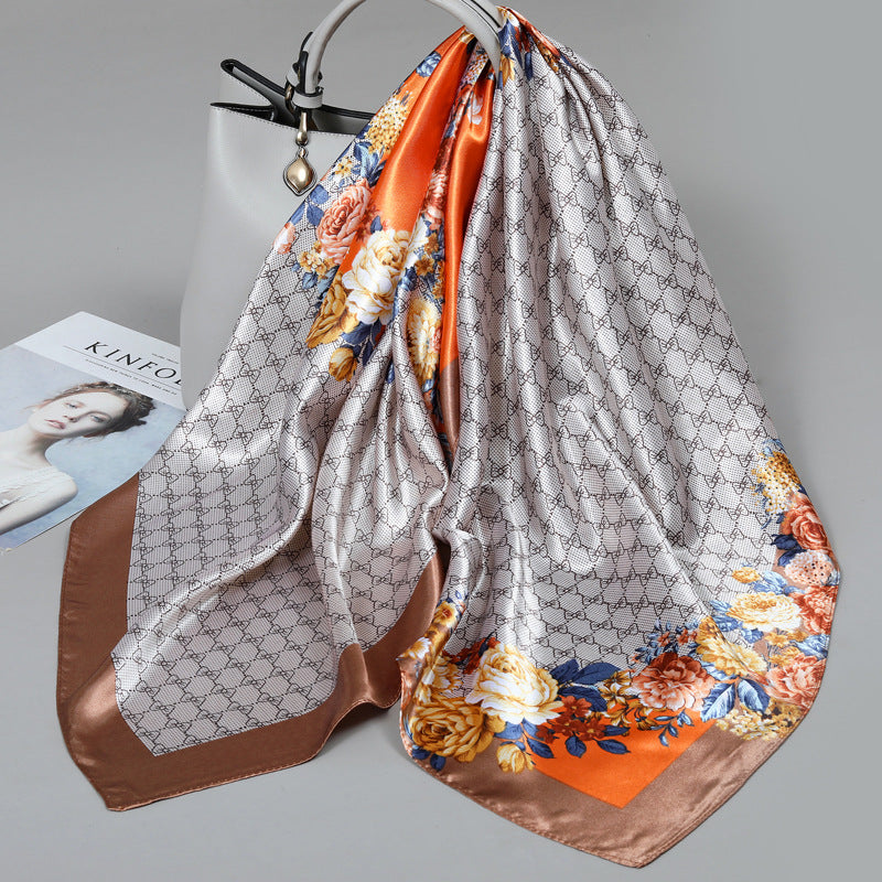 Floral Satin Square Scarf