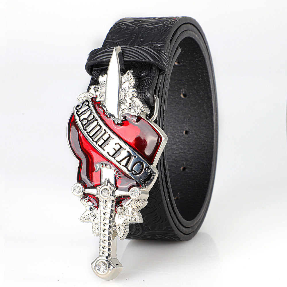 Retro Heart Leather Belt