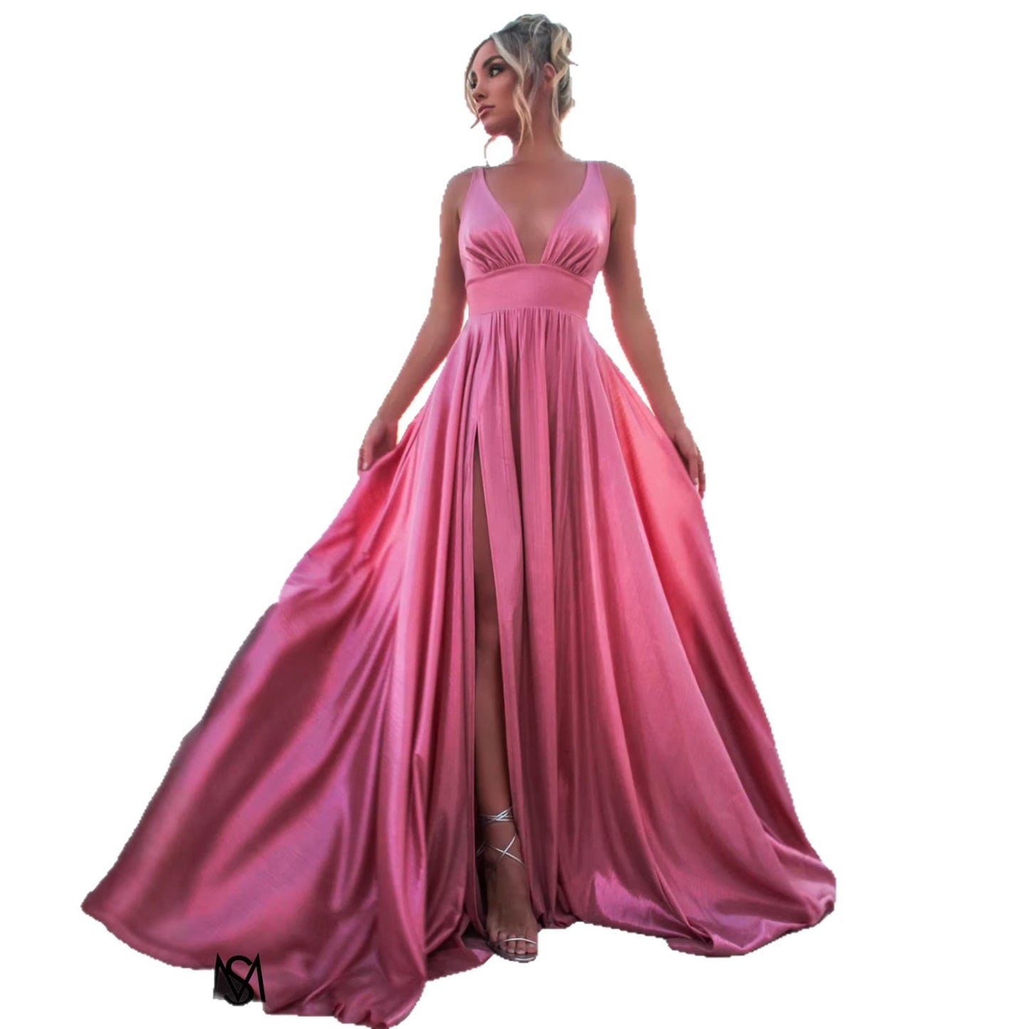 Draped Shoulder Split Dress