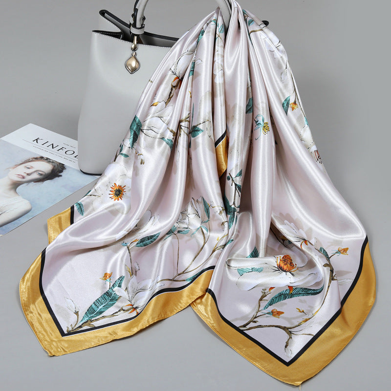 Floral Satin Square Scarf