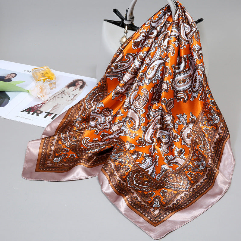 Floral Satin Square Scarf
