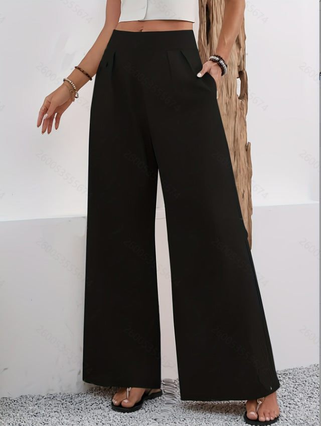 Pocketed Wide-leg Trousers
