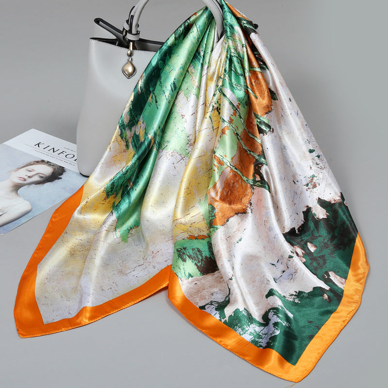 Floral Satin Square Scarf