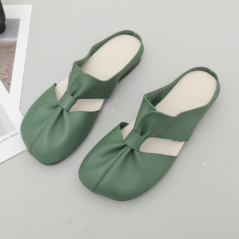 Flat-Soled Lazy Casual Closed-Toe Half Slippers