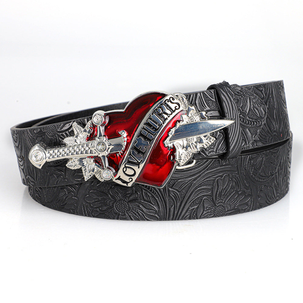 Retro Heart Leather Belt