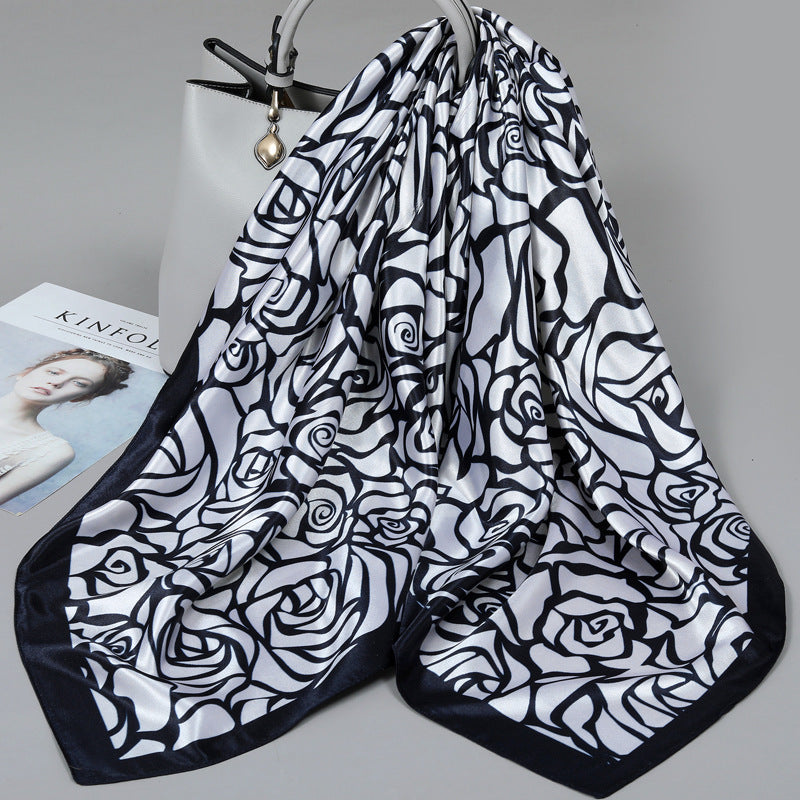 Floral Satin Square Scarf