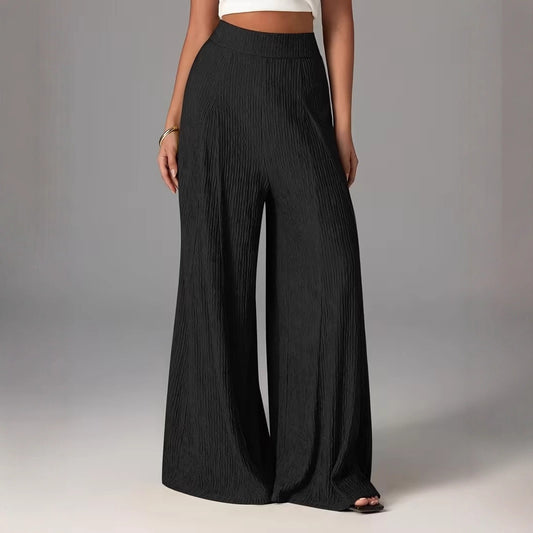Elastic-waist Wide-leg Trousers
