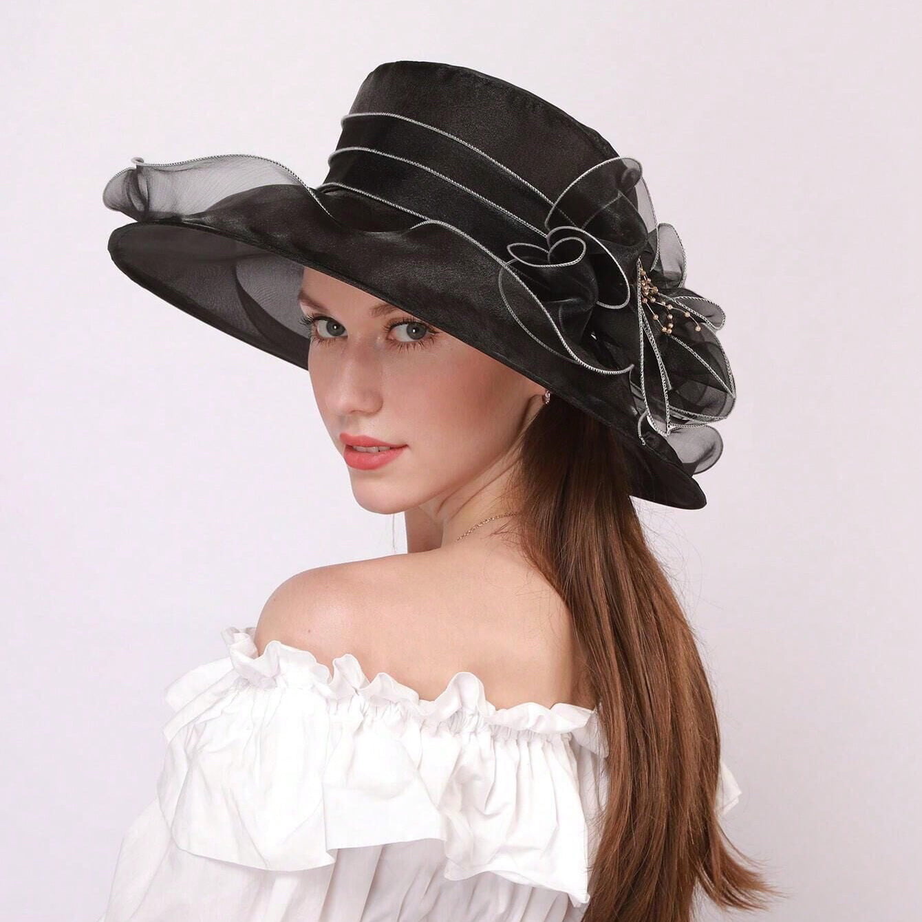 Chiffon Flower Fisherman Hat