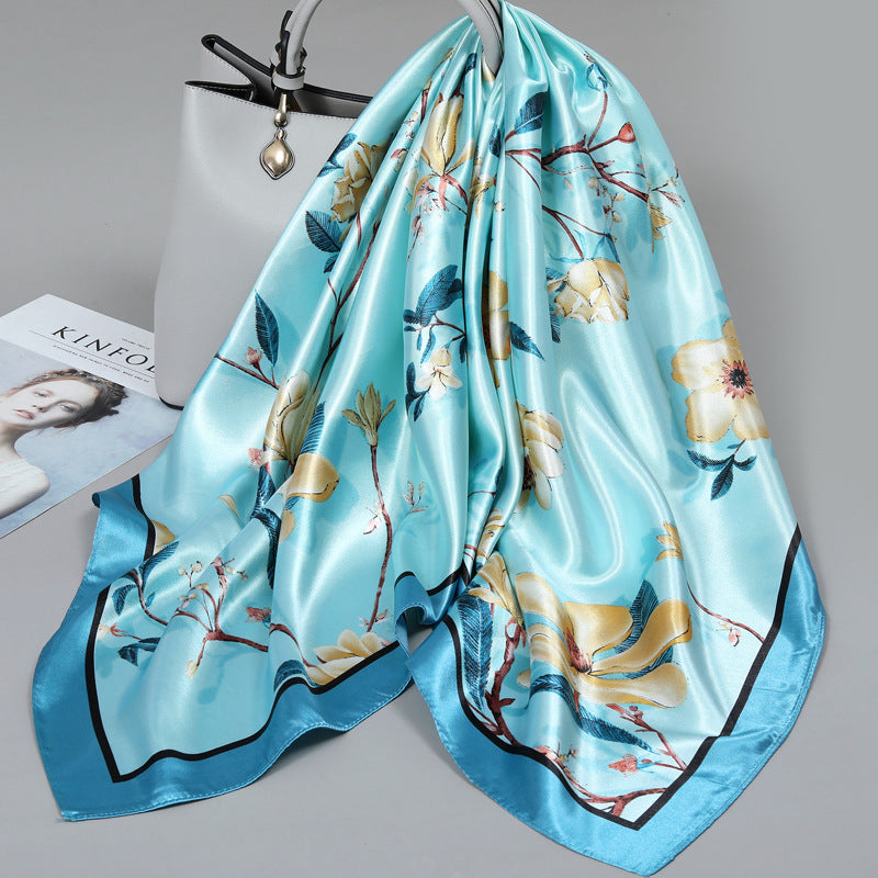 Floral Satin Square Scarf