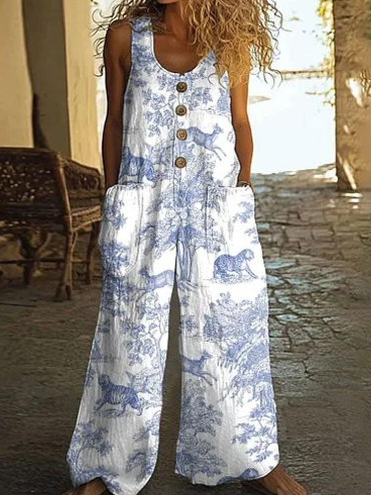 Womens Sleeveless Loose Jumpsuit