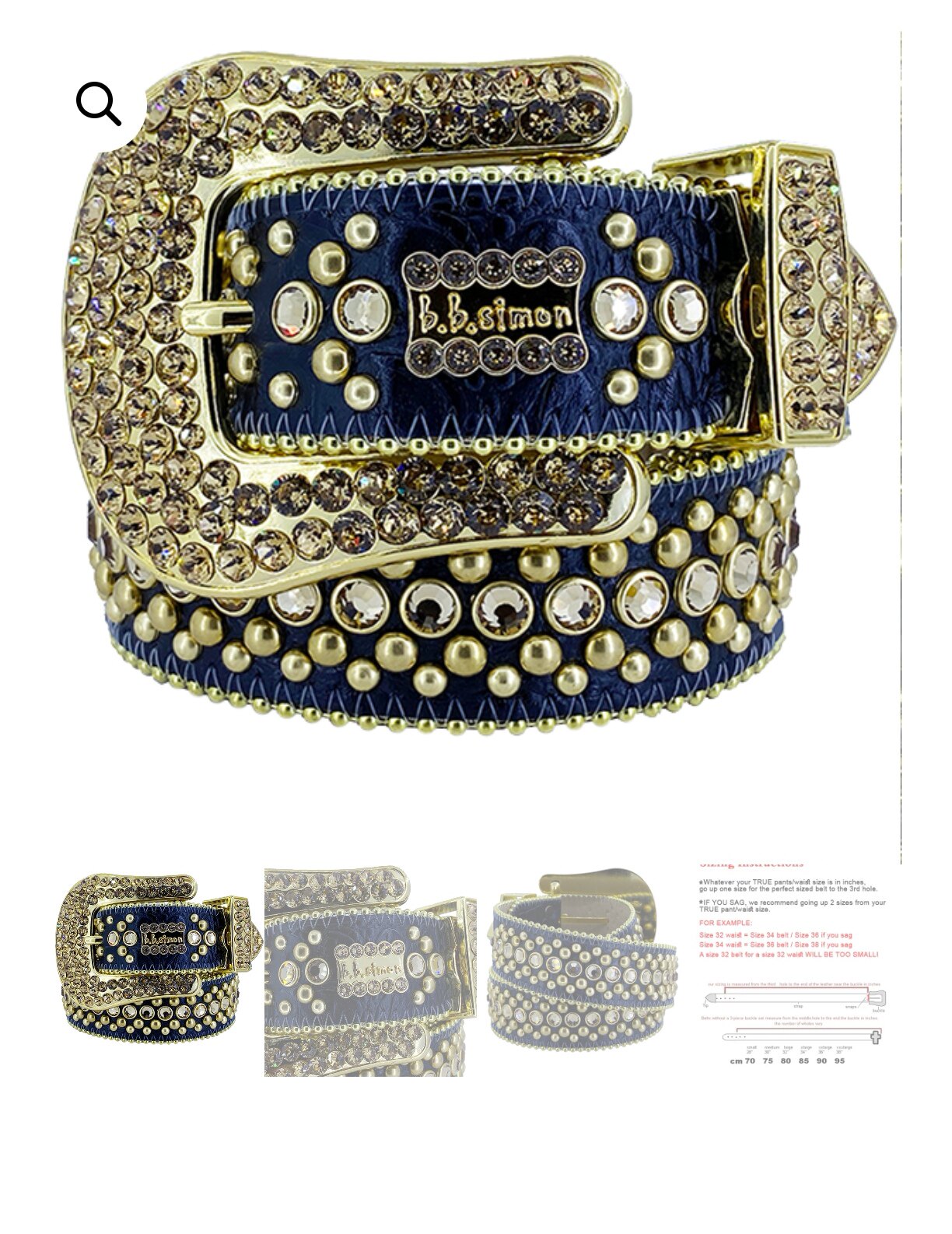 Rhinestone Leather Belt