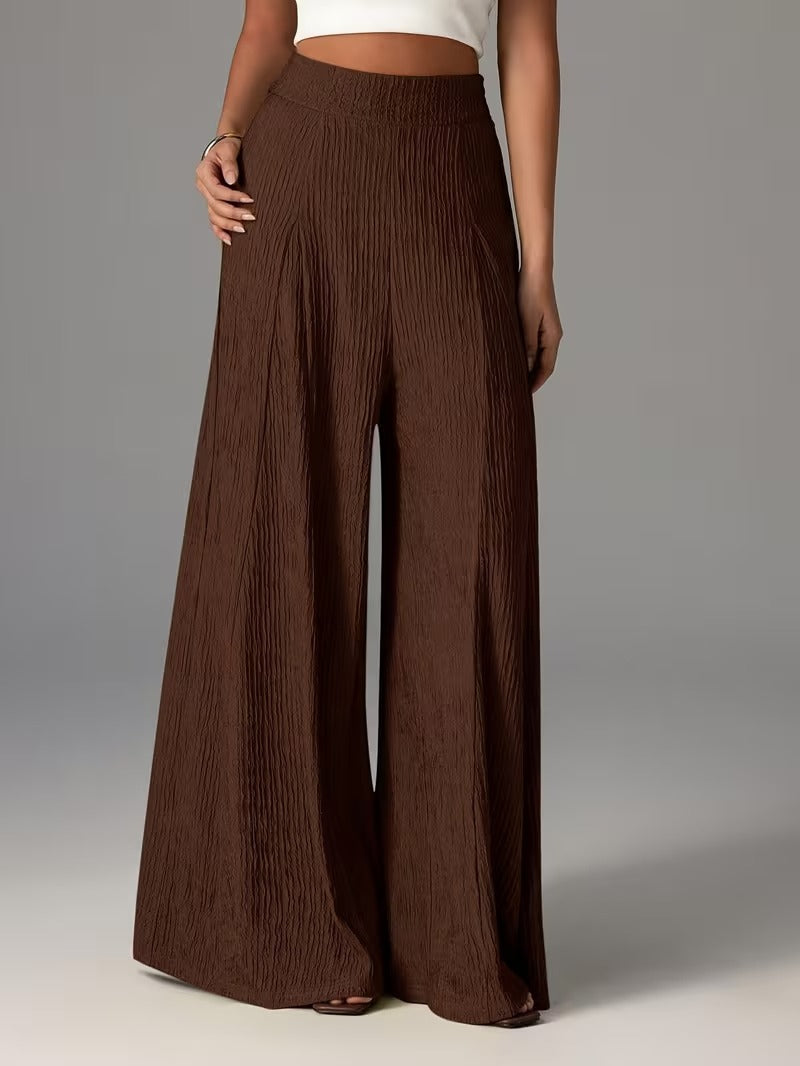 Elastic-waist Wide-leg Trousers