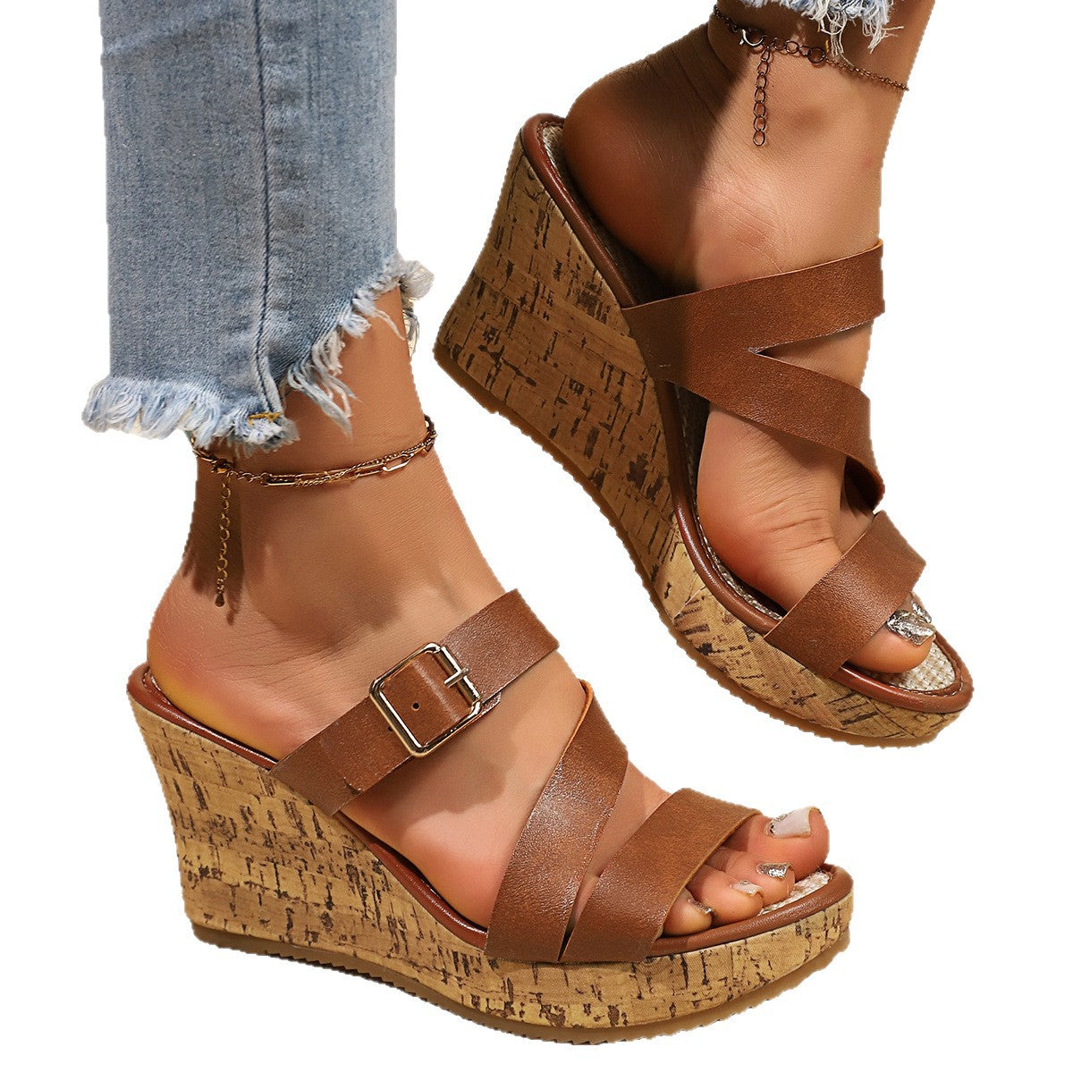 Plus-size Open-toe Wedge Sandals